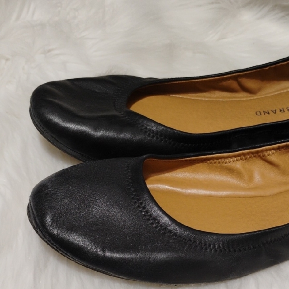 (#47) Lucky Brand Black Leather Ballet Flats Sz.11 - Picture 3 of 8